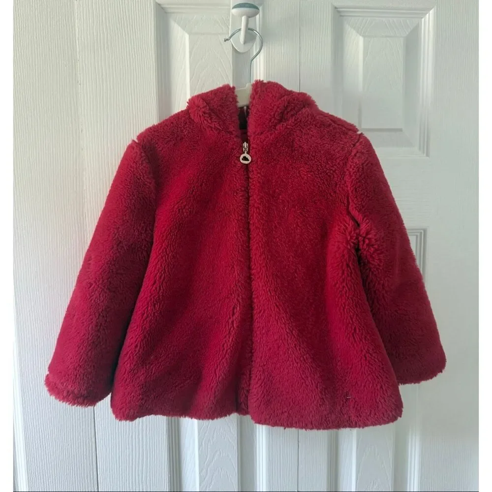 Mayoral 24 Months Baby Girl Plush Faux Fur Hooded Zipper Coat Jacket